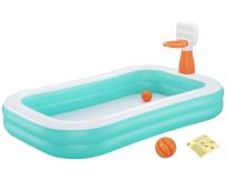 Дитячий надувний басейн 54445 (251х168х102 см) з баскетбольним кільцем