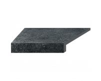 Кутовий Г-подібний елемент бортової плитки Aquaviva Granito Black, 595x345x50(20) мм (лівий/45°)