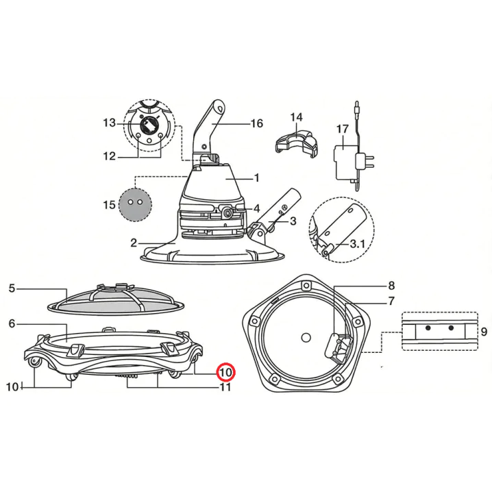 Набір із 5 коліс Kokido для пилососа Telsa EV80 (EV80-04/GRY)